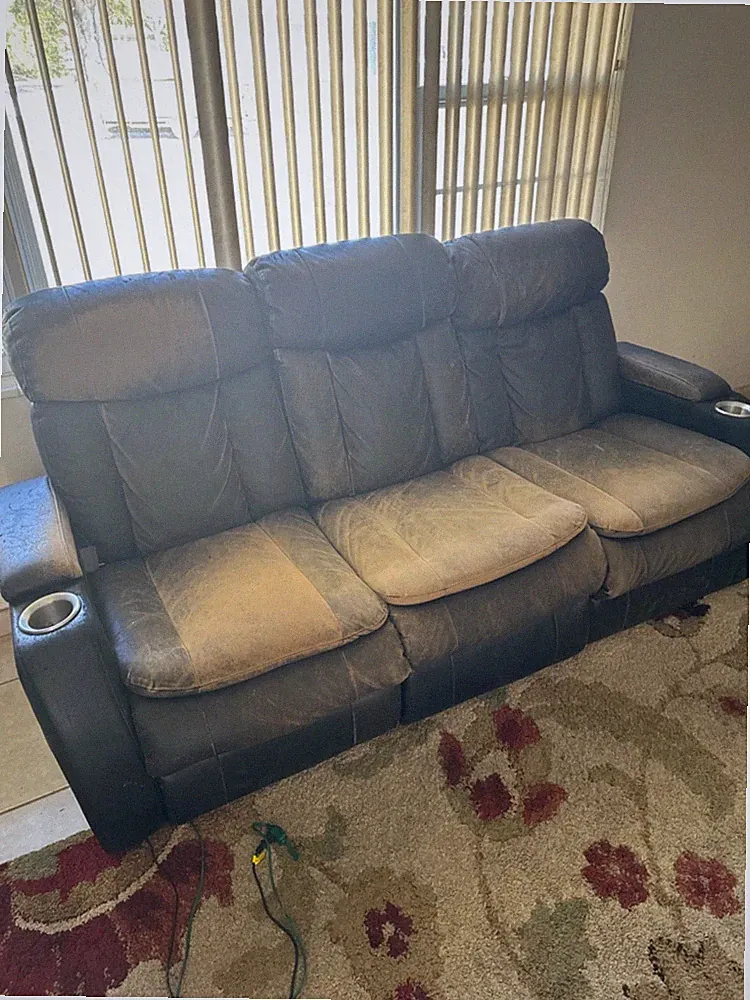 2 Black Leather Power Recliner Sofa Furniture set