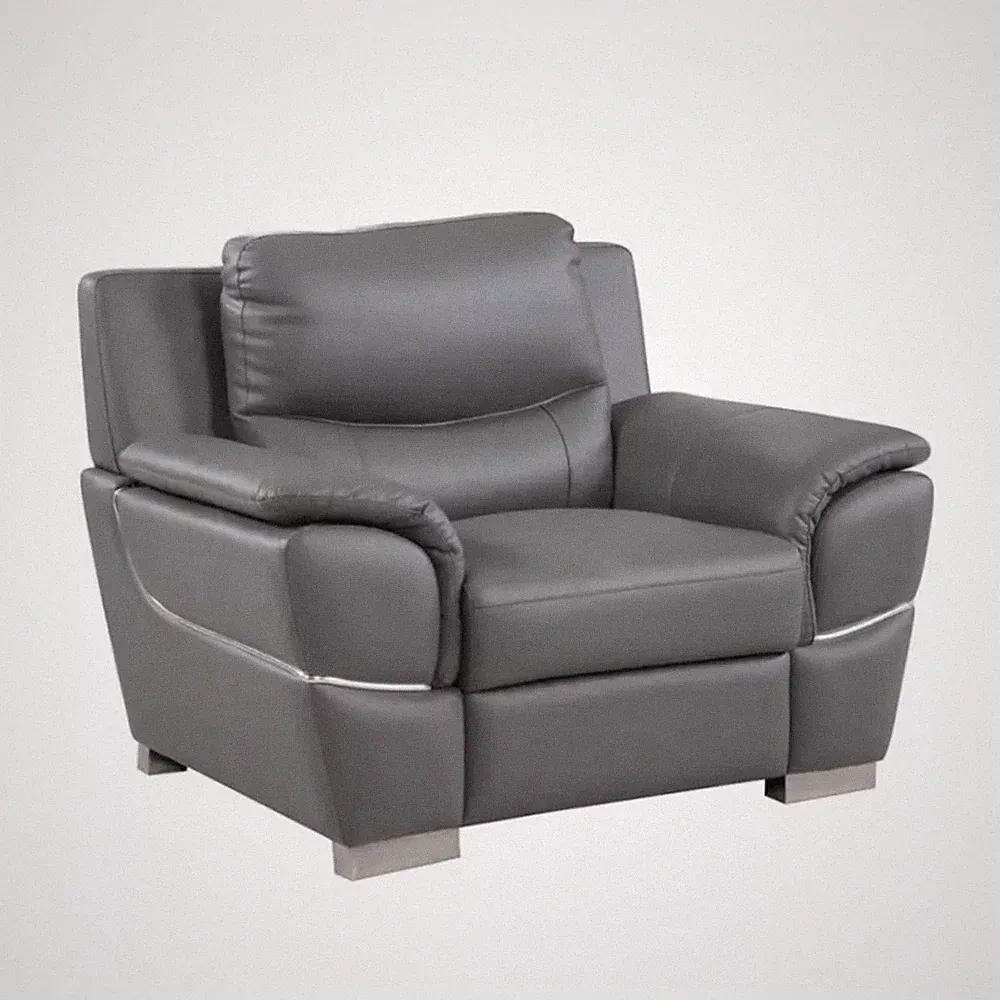 48 Gray and Silver Leather Match Arm Chair