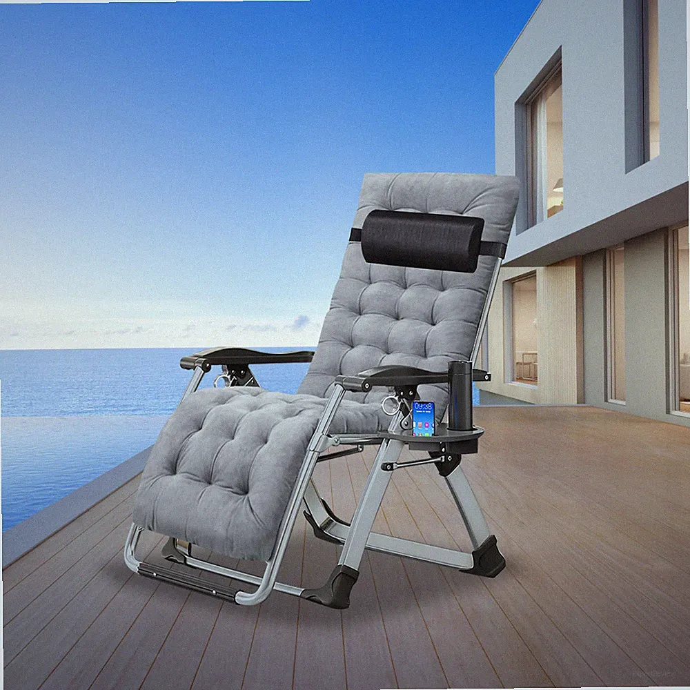 Begonia.K 2Pcs Adjustable Zero Gravity Folding Reclining Lounge Chair & Tray