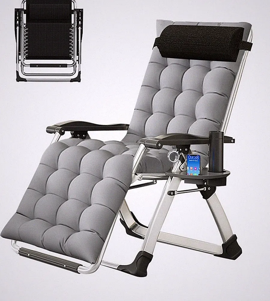 Begonia.K Zero Gravity Chair Folding Chaise w/Detachable Mattress Load 440 lbs