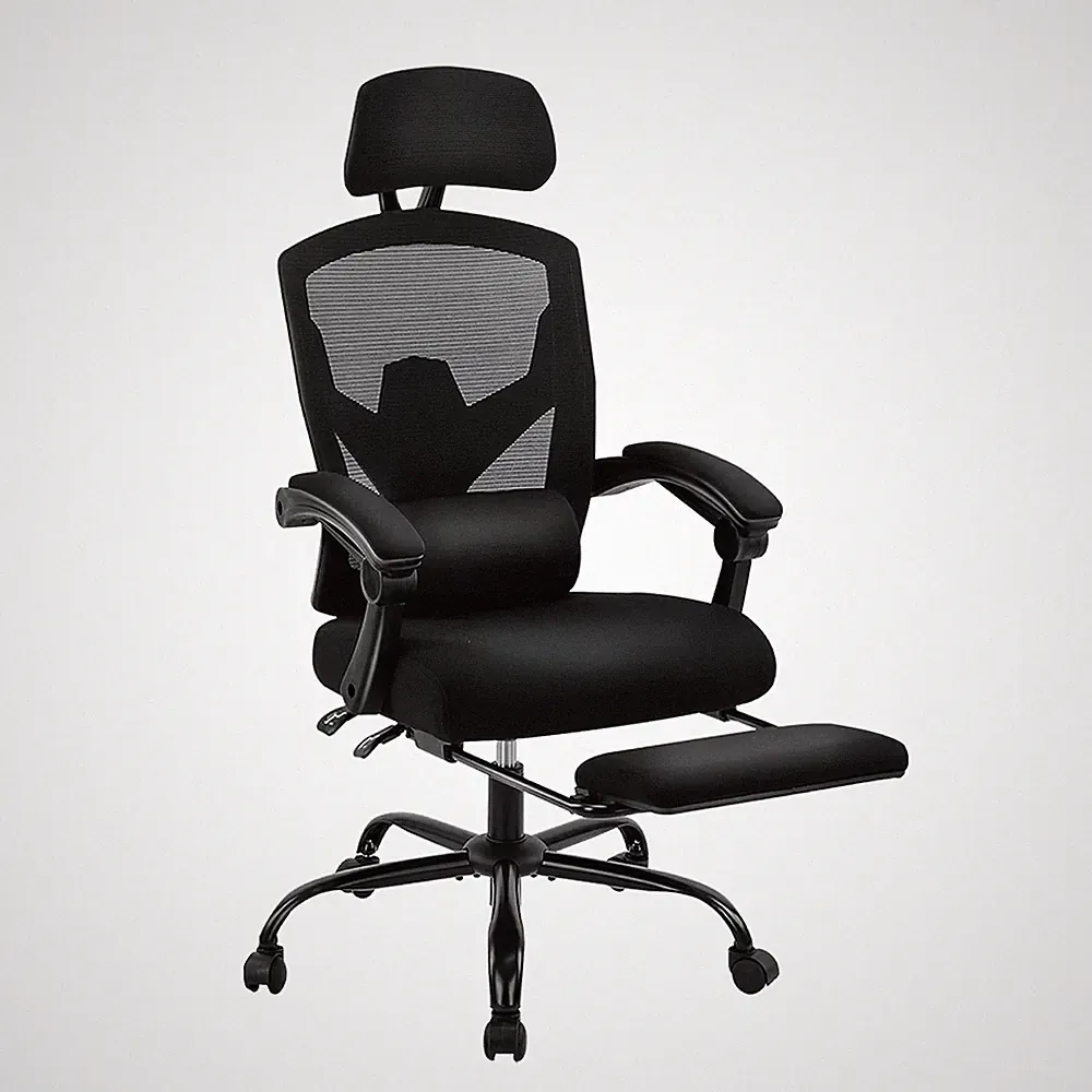 Ergonomic Reclining High-Back Mesh Chair, Rocking, Swivel, Lumbar Support Pillow
