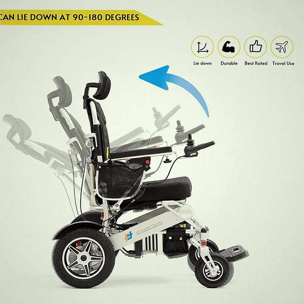 Fold And Travel Manual Recline Electric Lightweight Power Wheelchair ( Silver)