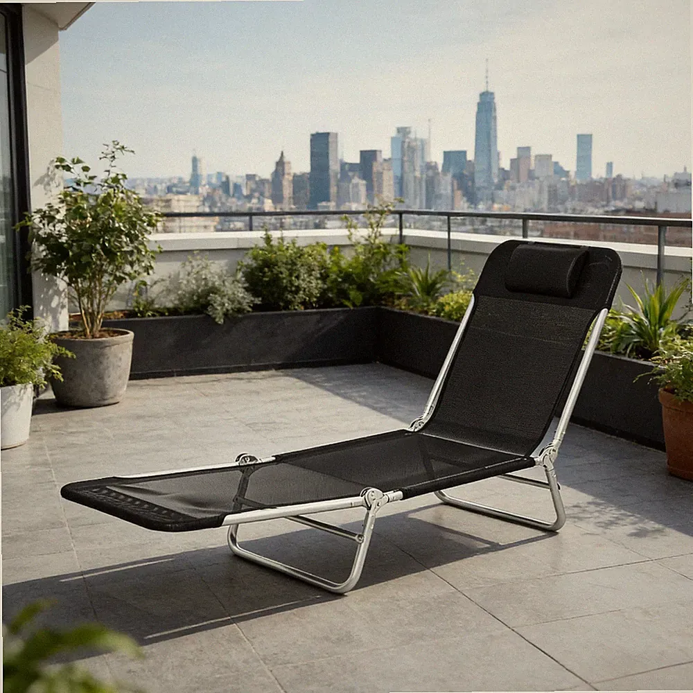 Folding Chaise Lounge Sun Tanning Chair Beach Pool Patio Outdoor Recliner Mesh