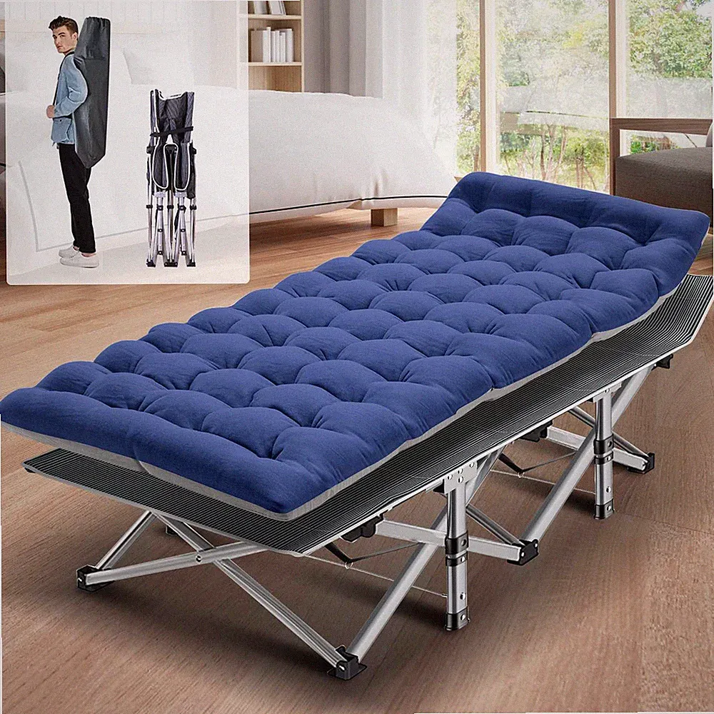 Folding Cot Rollaway Bed Lawn Reclining Chaise Lounge Sun Lounger with Mattress