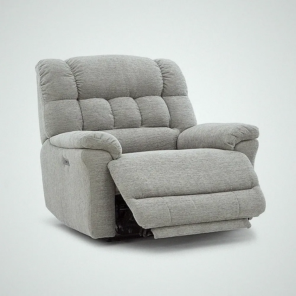 Light Gray Power Recliner Chair Oversized with Electric Recline and USB Port