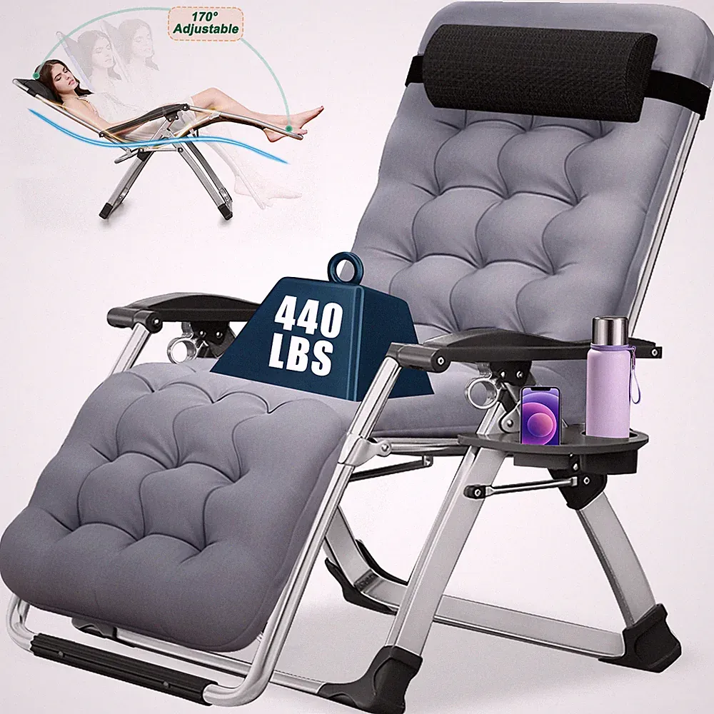 MOPHOTO Oversized Zero Gravity Chair Adjustable Lounge Patio Chair Cup Holder