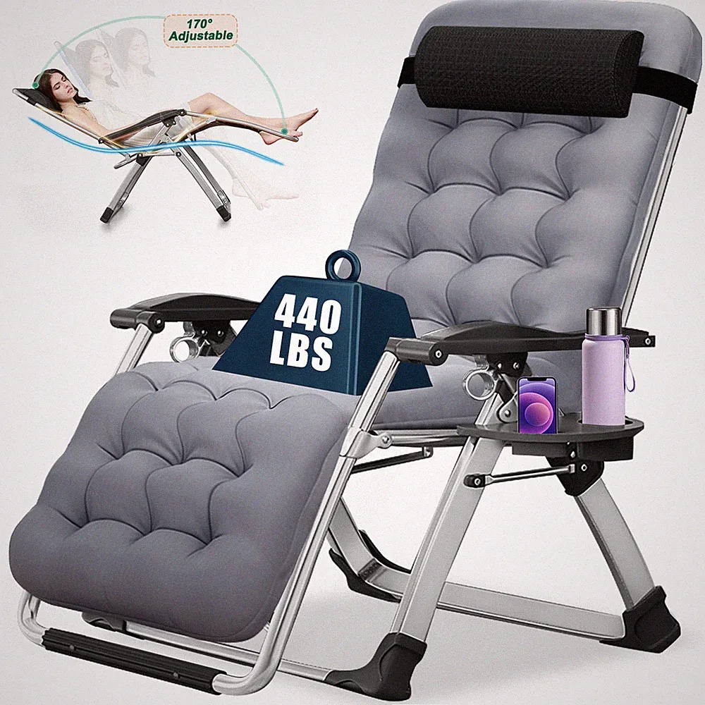 MOPHOTO Zero Gravity Chair Adjustable Lounge Recliner+Headrest+Cup Holder+Mat