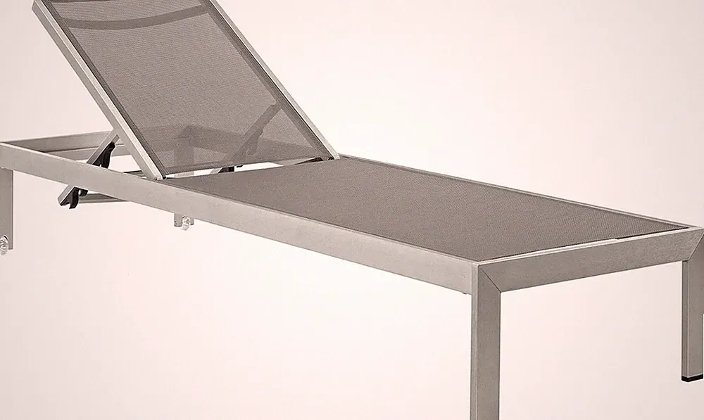 Silver Gray Aluminum Mesh Chaise Lounge Chair for Poolside Relaxation
