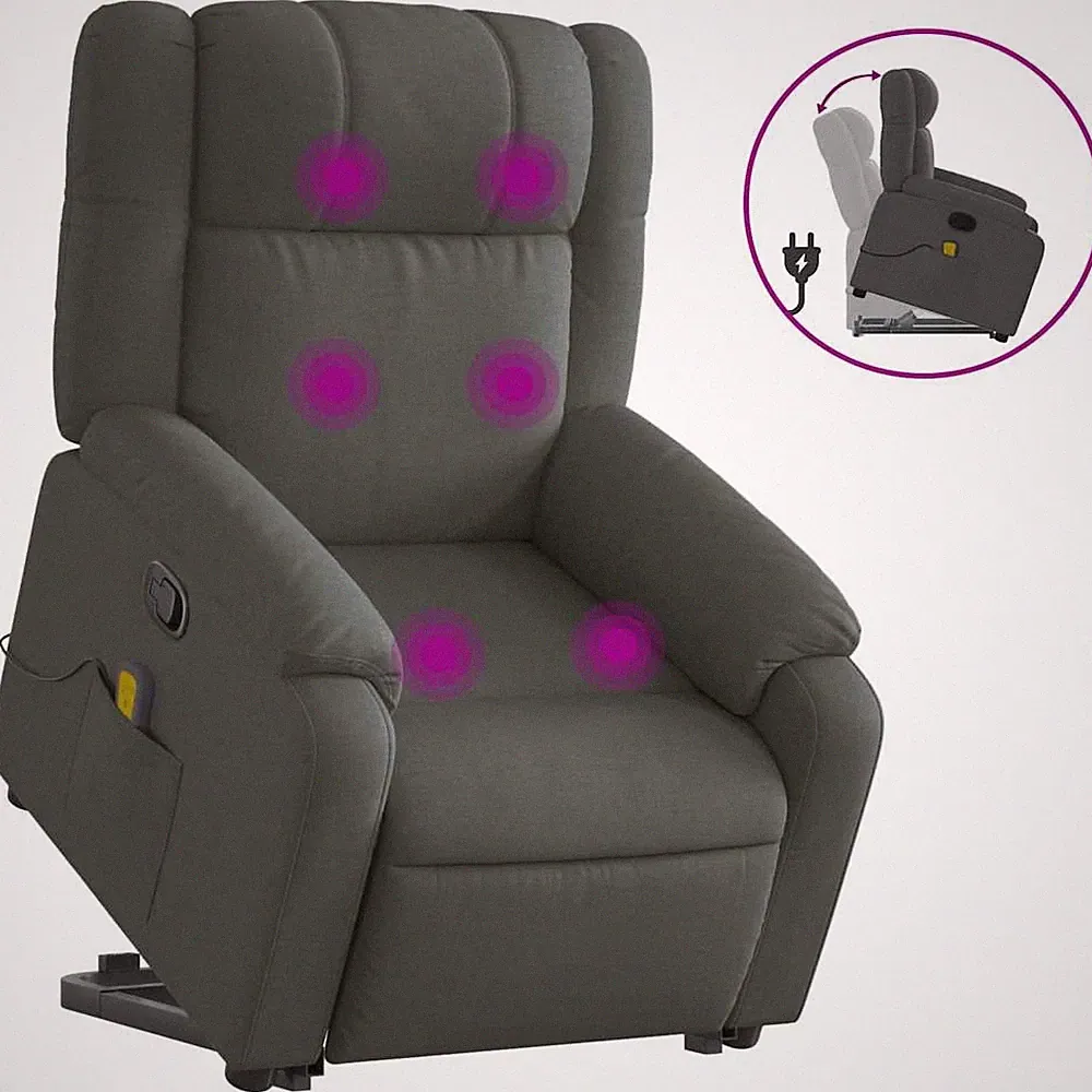 Stand up Recliner Chair Power Lift Reclining Armchair Light Gray Fabric vidaXL