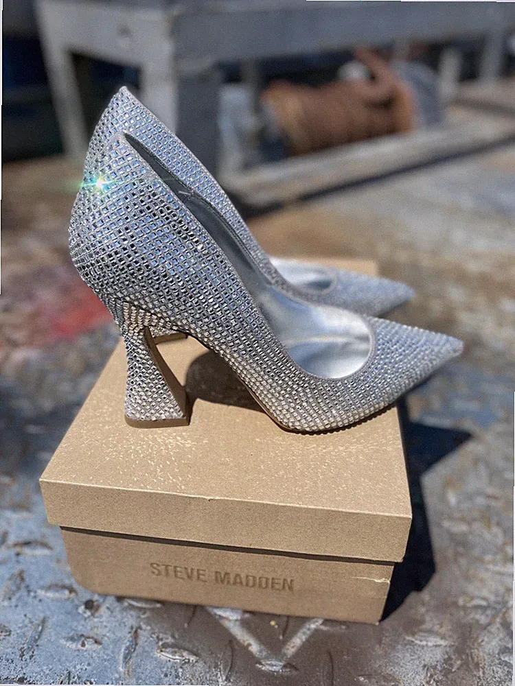 Steve Madden High Heel Pumps Size 10 Silver Prom Dance Graduation