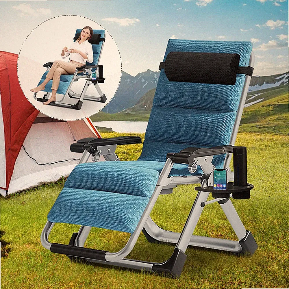 Zero Gravity Chair Lawn Recliner Adjustable Patio Chairs W/Cup Holder, Headrest